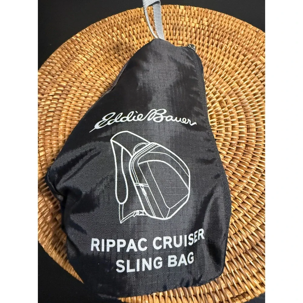 Eddie Bauer Rippac Cruiser Sling Bag Black Ripstop Packable Crossbody Backpack